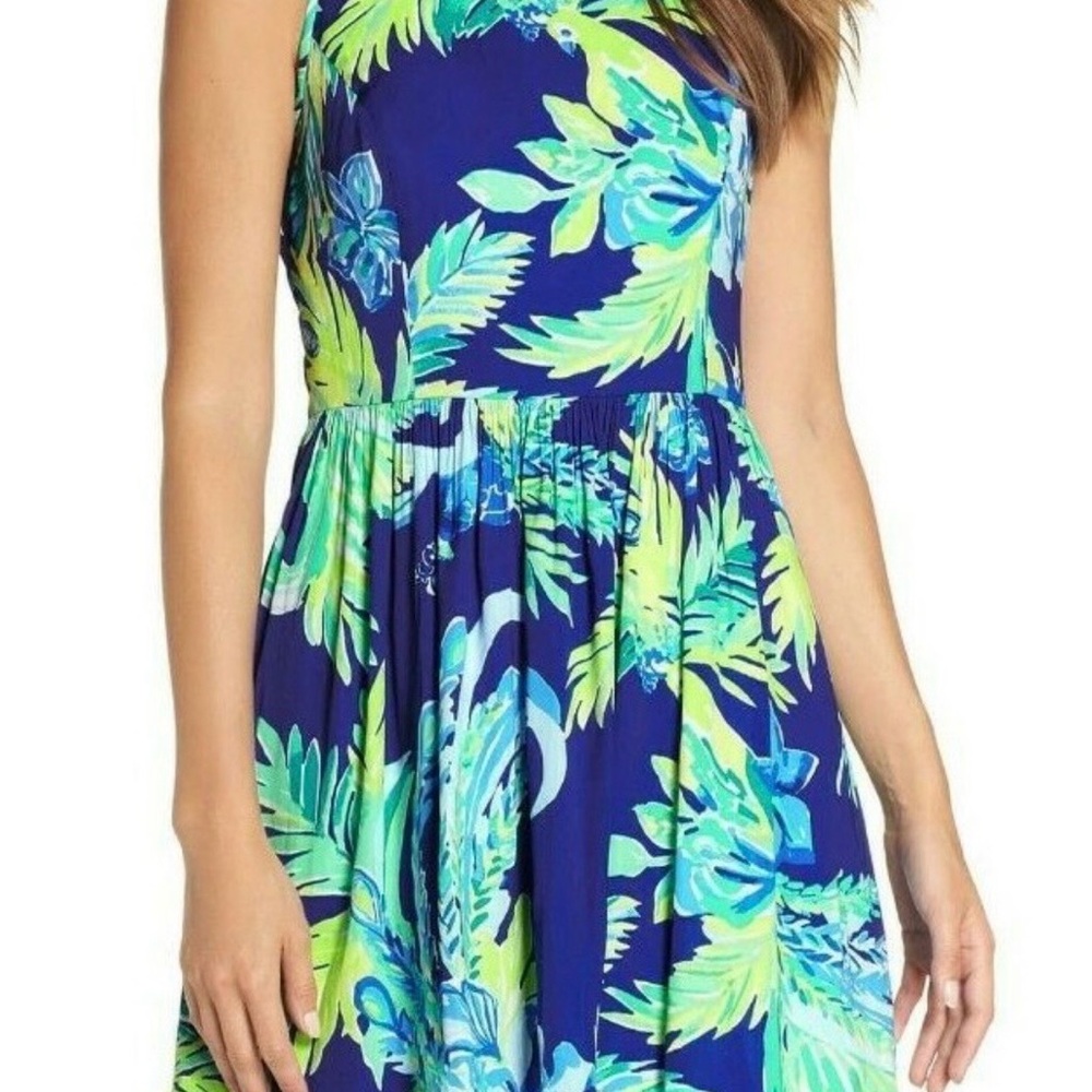 Lilly Pulitzer Blue Tropical Print Maxi Dress